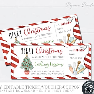 EDITIERBARer Kochkurs Gutschein, Kochkurs Gutschein, Weihnachtsgeschenk Gutschein, Kochkurs, Stocking Stuffer, DIY Corjl #CT23(32)