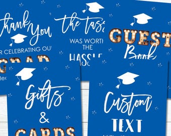 Editable Graduation Party Signs: Tassel Worth the Hassle Decor (Digital Download, 5x7 & 8x10, CORJL) #GP49