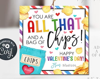 Chip Bag Valentine's Day Card: Editable Printable (DIY Corjl)