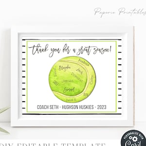 EDITABLE Tennis Coach Gift Printable, Coach Appreciation Gift, Team Gift for Coach Printable, Coach Gift, Corjl - DIY with Corjl, #CO13