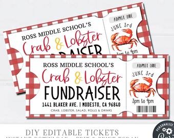 Crab Raffle Editable Crab Feed Raffle Event Ticket Template, Canva Crab Roast ...