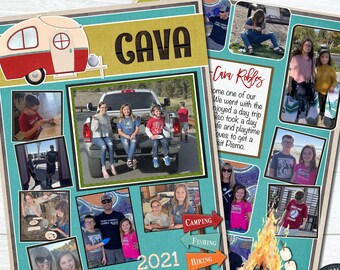 Camping Scrapbook Pages: Editable Photo Album Template (Digital Download)