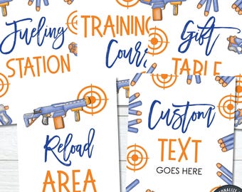 Editable Dart Gun Party Signs: DIY Dart Gun Birthday Decorations, Foam Dart Shooter Gun Birthday Party (Digital Download) #BP167