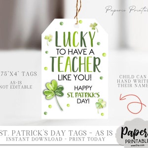 St. Patrick's Day Tags, Kids St. Patrick's Day Cards, School St. Patrick's Day Printable Gift Tags - AS-IS Tags - Instant Download - #SPT04