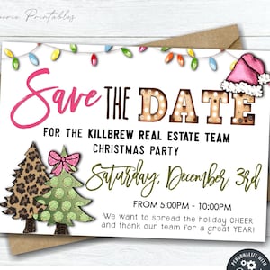 EDITABLE Save the Date Christmas Party, Christmas Party Save the Date, Save the Date Holiday Party, Company Christmas, DIY w/Corjl - #CP15