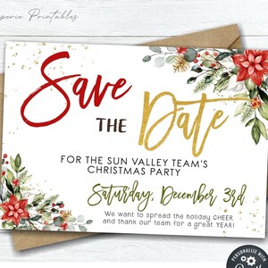 EDITABLE Save the Date Christmas Party, Christmas Party Save the Date, Save the Date Holiday Party, Company Christmas, DIY w/Corjl - #CP49