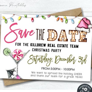 EDITABLE Save the Date Christmas Party, Christmas Party Save the Date, Save the Date Holiday Party, Company Christmas, DIY w/Corjl - #CP15