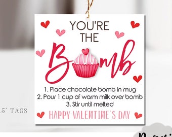 Valentine Hot Chocolate Bomb Tags: Printable Circle, Square, Rectangle (Digital Download)
