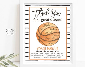 EDITABLE Basketball Coach Gift Printable, Coach Appreciation Gift, Team Gift for Coach Printable, Coach Gift, Corjl - DIY with Corjl, #CO12