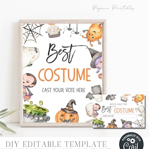 EDITABLE Best Costume Halloween Printable, Best Costume Halloween Voting Cards, Halloween Best Costume Sign - DIY with Corjl - #HP (1)
