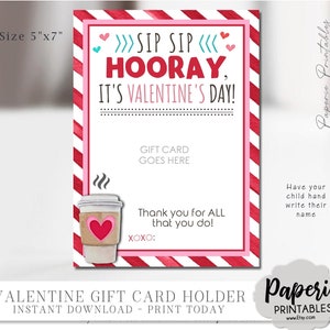 Valentijnsdag Leraar Cadeaukaarthouder, Sip Sip Hoera Koffie Cadeaukaart, Werknemer Waardering Valentijn Cadeaukaarthouder - AS-IS #VT37