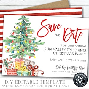EDITABLE Save the Date Christmas Invitation, Christmas Party Save the Date, Save the Date Christmas Party Invitation, DIY Corjl #CP93 (2)