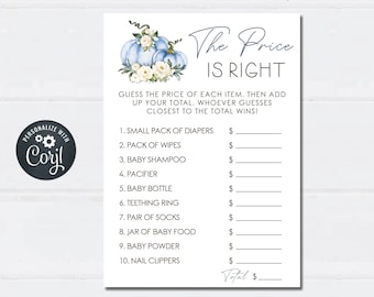 Pumpkin Baby Shower Price is Right Game (Editable Printable) #BS73