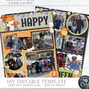 EDITABLE Scrapbooking Quick Pages, Halloween Scrapbooking Album Pages, Digital Scrapbook, Halloween Scrapbook Page, DIY with Corjl #SCRAP09