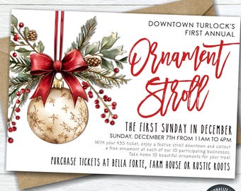 Ornament Stroll Flyer, Editable Christmas Ornament Event Flyer (5x7 and 8.5x11) (Digital Download) - #CF57