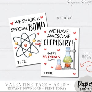 Carte de Saint-Valentin de chimie pour les enfants, cartes de Saint-Valentin pour enfants, cartes de Saint-Valentin scientifiques, Saint-Valentin scolaire imprimable, tel quel, téléchargement immédiat #VT75