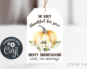 Editable Thanksgiving Gift Tags: Pumpkin Design (DIY Printable)