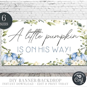 Pumpkin Baby Shower Backdrop: Boho Boy Banner (DIY Editable) #BS73