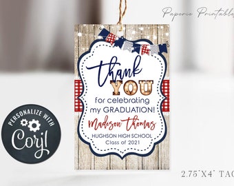 EDITABLE Graduation Party Favor Tags - Patriotic Graduation Tags - Country Graduation Party Favor Tags - Class of 2023 - DIY Corjl - #GP12