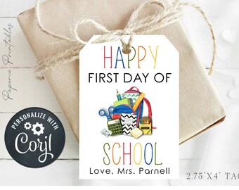 Editable First Day of School Gift Tag: Teacher Printable (Corjl)