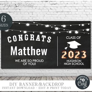 Editable Class of 2024 Graduation Backdrop Banner (DIY Digital Download)
