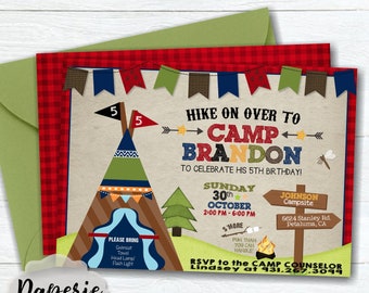 Camping Birthday Party Invitation: Camp Out Sleepover (Digital Download)