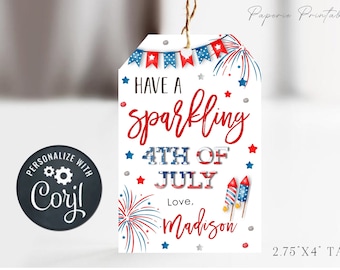 Editable 4th of July Favor Tags: Patriotic Party Printable (DIY with Corjl) #JULY01