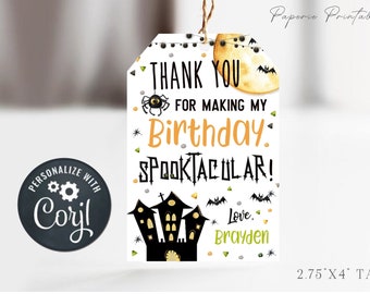 Editable Halloween Birthday Favor Tags: Spooktacular Thank You (Digital Download) #BP16