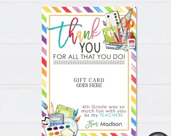 Editable Teacher Appreciation Gift Card Holder (Digital Download)