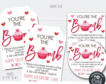 Valentine Hot Chocolate Bomb Gift Tag: Editable Printable (DIY Corjl)