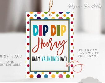 Fun Dip Valentine's Day Tags: Printable Kids Cards (Instant Download)
