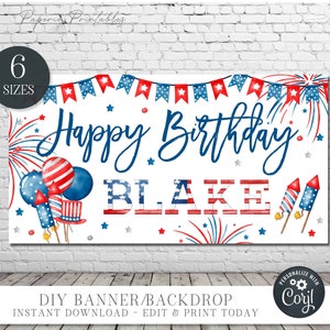 EDITABLE 4th of July Birthday Party Backdrop, 4th of July Banner, 4th of July Birthday Party Decorations - DIY with Corjl #BP89 #BP94 #BP92