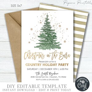 EDITABLE Christmas in the Barn Invitation, Christmas Party Invitation, Barn Christmas Party, Digital Invitation, DIY Edit Corjl - #CP56 (7)