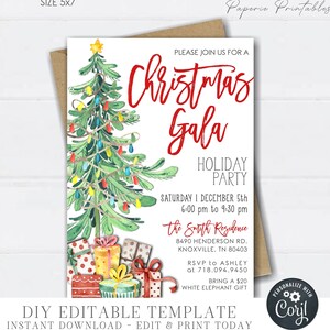 EDITABLE Christmas Gala Party Invitation, Christmas Party Invitation, Gala Christmas Party, Digital Invitation, DIY Edit Corjl - #CP93 (11)