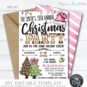 EDITABLE Christmas Party Invitation, Holiday Party Invitation, Modern Christmas Party, Digital Invitation Printable DIY Edit Corjl #CP15 (1)