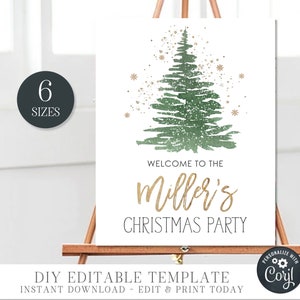 Editable Christmas Welcome Sign, Holiday Welcome Sign, Christmas Decorations, Christmas Template Printable - DIY with Corjl #CP56 #CP87