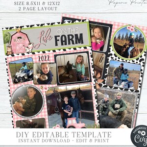 EDITABLE Barnyard Scrapbooking Album Pages, Scrapbooking Quick Pages, Farm Animals Digital Scrapbook, Scrapbook Digital Pages, DIY #SCRAP17