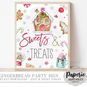Segno stampabile di dolcetti e dolcetti di pan di zenzero, segno di dolci e dolcetti stampabile, segno di festa di pan di zenzero - DOWNLOAD IMMEDIATO - #BP112 #BP113 CP71