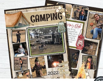 Camping Scrapbook Pages: Editable Photo Album Layout (Digital Download)