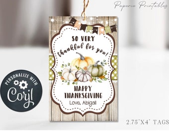 Editable Thanksgiving Gift Tags: Pumpkin Favor Tags (DIY Printable)