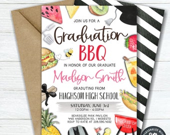 Editable Graduation BBQ Invitation Template (DIY Corjl) #GP45