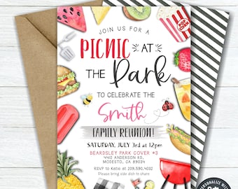 Editable Picnic Family Reunion Invitation (Digital DIY)