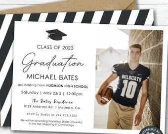 EDITABLE Graduation Party Invitation, Class of 2024 Graduation Invitation, Minimalistic Graduation, Match School Colors - DIY #GP44(3)