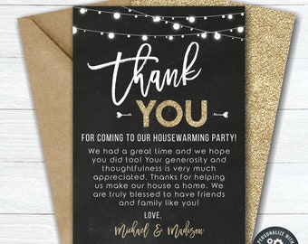 EDITABLE Housewarming Thank You Card, Chalkboard Housewarming Party Thank You, Elegant Housewarming Thank You Card - DIY with Corjl - #HW02