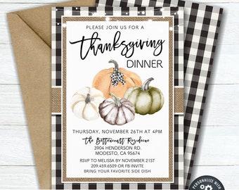 Editable Thanksgiving Dinner Invitation Template (Digital Download) #TG22