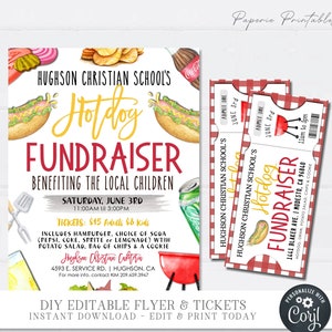 EDITABLE Hotdog Fundraiser Flyer and Tickets, Hotdog Fundraiser Printable, Hotdog Event Tickets, Hotdog Flyer, DIY w/Corjl - #FLYR07 (3)