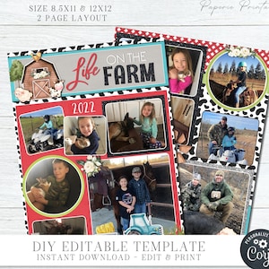 EDITABLE Farm Animals Scrapbooking Album Pages, Scrapbooking Quick Pages, Barnyard Digital Scrapbook, Scrapbook Digital Pages, DIY #SCRAP17