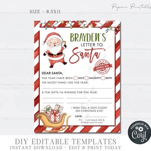 EDITIERBARE Brief an den Weihnachtsmann - Kinderbrief an den Weihnachtsmann - Weihnachtsbrief - offizieller Brief an den Weihnachtsmann - Nordpol - Printable - DIY with Corjl- #KG08-1