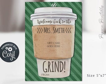 Editable Coffee Gift Card Holder: Teacher Appreciation (Digital Download)