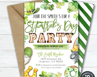 Editable St. Patrick's Day Party Invitation: DIY Corjl Template